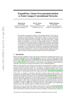 ExpandNets: Linear Over-parameterization to Train Compact Convolutional
  Networks