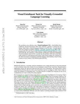Visual Entailment Task for Visually-Grounded Language Learning