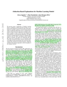 Abduction-Based Explanations for Machine Learning Models