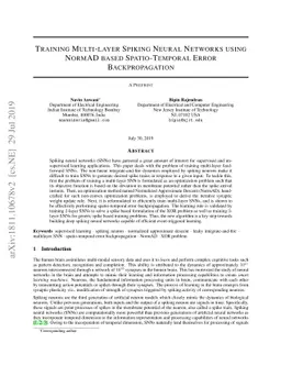 Training Multi-layer Spiking Neural Networks using NormAD based
  Spatio-Temporal Error Backpropagation