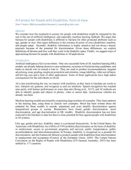 AI Fairness for People with Disabilities: Point of View