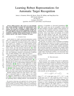 Learning Robust Representations for Automatic Target Recognition