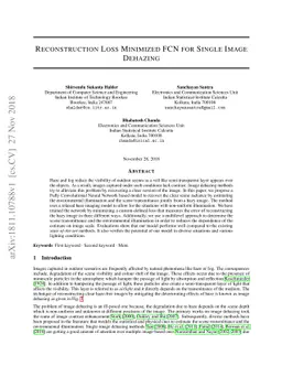 Reconstruction Loss Minimized FCN for Single Image Dehazing