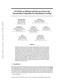 LEASGD: an Efficient and Privacy-Preserving Decentralized Algorithm for
  Distributed Learning