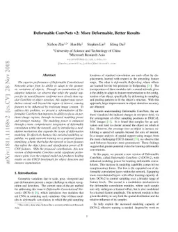 Deformable ConvNets v2: More Deformable, Better Results