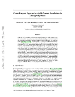 Cross-Lingual Approaches to Reference Resolution in Dialogue Systems