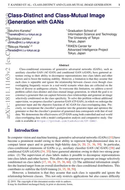 Class-Distinct and Class-Mutual Image Generation with GANs