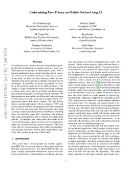 Undermining User Privacy on Mobile Devices Using AI