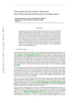 Unsupervised Control Through Non-Parametric Discriminative Rewards