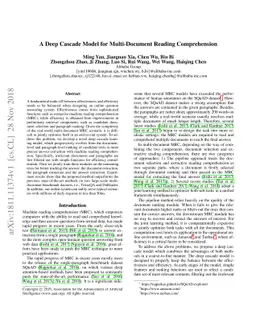 A Deep Cascade Model for Multi-Document Reading Comprehension