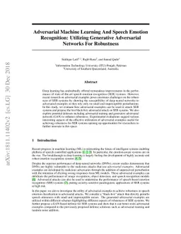 Adversarial Machine Learning And Speech Emotion Recognition: Utilizing
  Generative Adversarial Networks For Robustness
