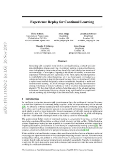 Experience Replay for Continual Learning