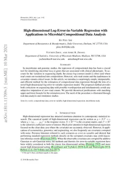 High-dimensional Log-Error-in-Variable Regression with Applications to
  Microbial Compositional Data Analysis