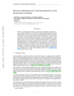 Neural probabilistic motor primitives for humanoid control