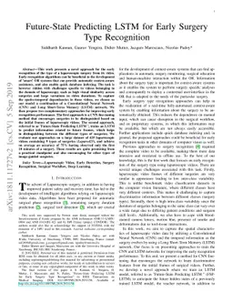 Future-State Predicting LSTM for Early Surgery Type Recognition