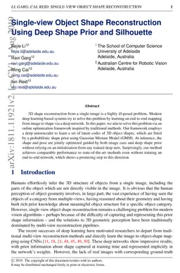 Single-view Object Shape Reconstruction Using Deep Shape Prior and
  Silhouette