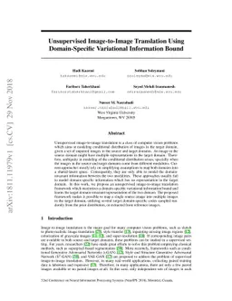 Unsupervised Image-to-Image Translation Using Domain-Specific
  Variational Information Bound