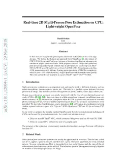 Real-time 2D Multi-Person Pose Estimation on CPU: Lightweight OpenPose