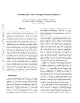 Global Second-order Pooling Convolutional Networks