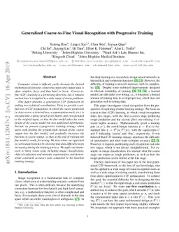 Generalized Coarse-to-Fine Visual Recognition with Progressive Training