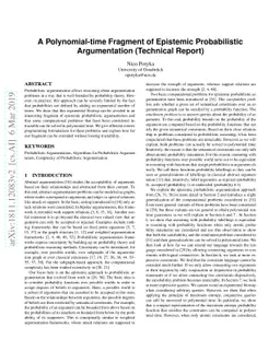 A Polynomial-time Fragment of Epistemic Probabilistic Argumentation
  (Technical Report)