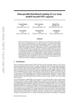 Data-parallel distributed training of very large models beyond GPU
  capacity