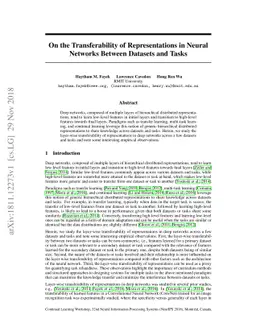 On the Transferability of Representations in Neural Networks Between
  Datasets and Tasks