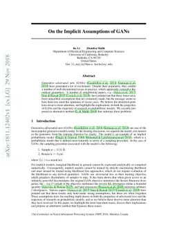 On the Implicit Assumptions of GANs