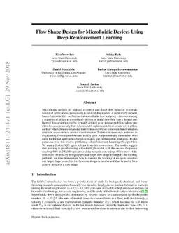 Flow Shape Design for Microfluidic Devices Using Deep Reinforcement
  Learning