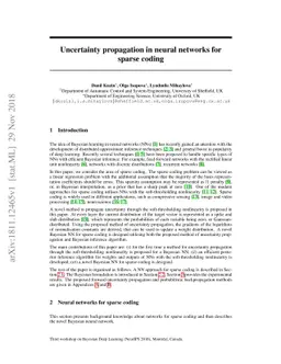 Uncertainty propagation in neural networks for sparse coding