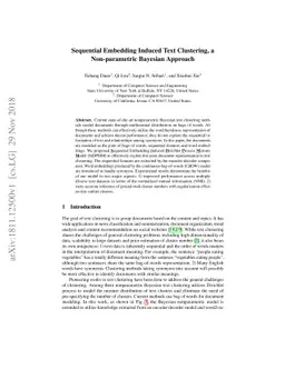 Sequential Embedding Induced Text Clustering, a Non-parametric Bayesian
  Approach