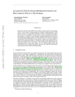 Learning Finite State Representations of Recurrent Policy Networks
