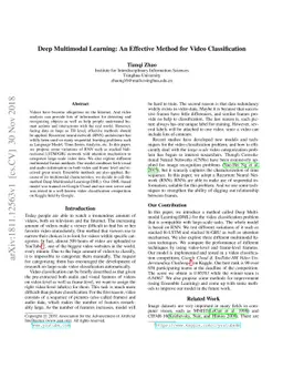 Deep Multimodal Learning: An Effective Method for Video Classification