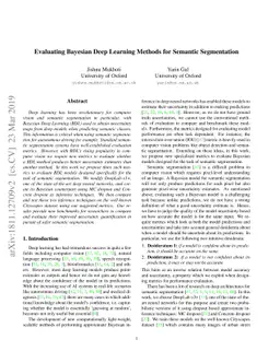 Evaluating Bayesian Deep Learning Methods for Semantic Segmentation