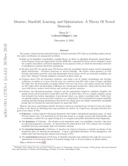 Measure, Manifold, Learning, and Optimization: A Theory Of Neural
  Networks