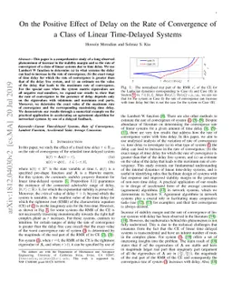 On the Positive Effect of Delay on the Rate of Convergence of a Class of
  Linear Time-Delayed Systems