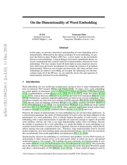 On the Dimensionality of Word Embedding