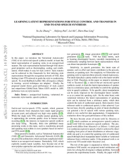 Learning latent representations for style control and transfer in
  end-to-end speech synthesis