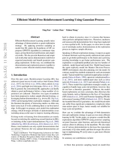 Efficient Model-Free Reinforcement Learning Using Gaussian Process