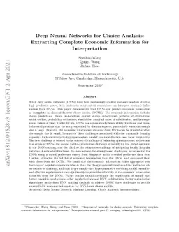 Deep Neural Networks for Choice Analysis: Extracting Complete Economic
  Information for Interpretation