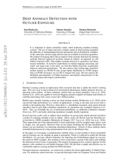 Deep Anomaly Detection with Outlier Exposure