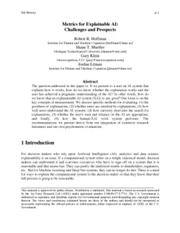 Metrics for Explainable AI: Challenges and Prospects