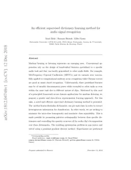 An efficient supervised dictionary learning method for audio signal
  recognition