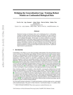 Bridging the Generalization Gap: Training Robust Models on Confounded
  Biological Data