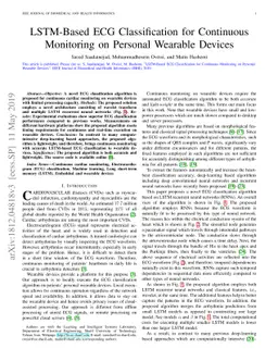 LSTM-Based ECG Classification for Continuous Monitoring on Personal
  Wearable Devices
