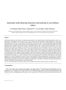 Automatic individual pig detection and tracking in surveillance videos