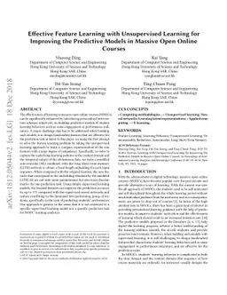 Effective Feature Learning with Unsupervised Learning for Improving the
  Predictive Models in Massive Open Online Courses