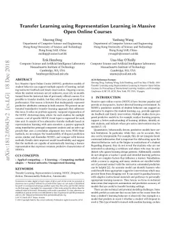 Transfer Learning using Representation Learning in Massive Open Online
  Courses