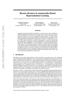 Recent Advances in Autoencoder-Based Representation Learning