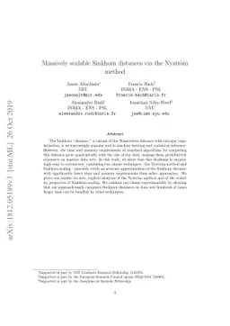 Massively scalable Sinkhorn distances via the Nyström method